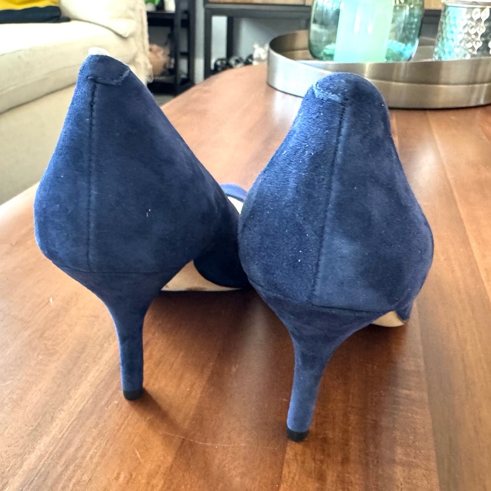 INC International Concepts Navy Suede Pointed Toe Heels - Picture 8 of 11